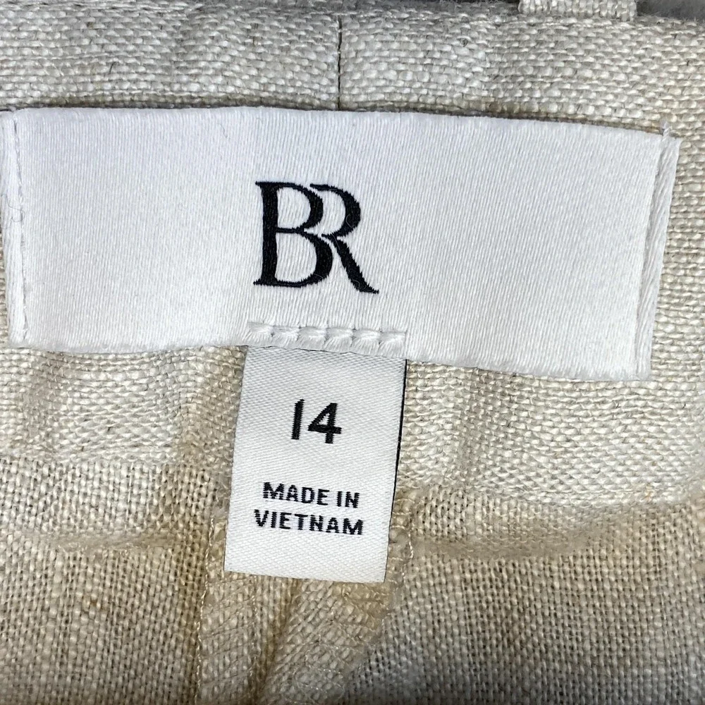 Banana Republic Pants Womens 14 Beige Linen Straight Leg Lightweight Summer Work